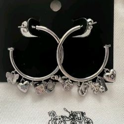 Coach Tea Rose Rexy Earrings Hoops 