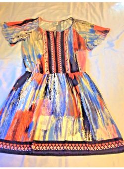 Beige by eci peasant dress small multicolor sequins beads new with tag 37in