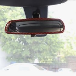 2015-2024 Dodge Charger Red Carbon Fiber Interior Rearview Mirror Cover Frame | Plastic 