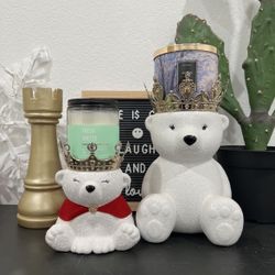 Bath and body works bear candle holder winter xmas