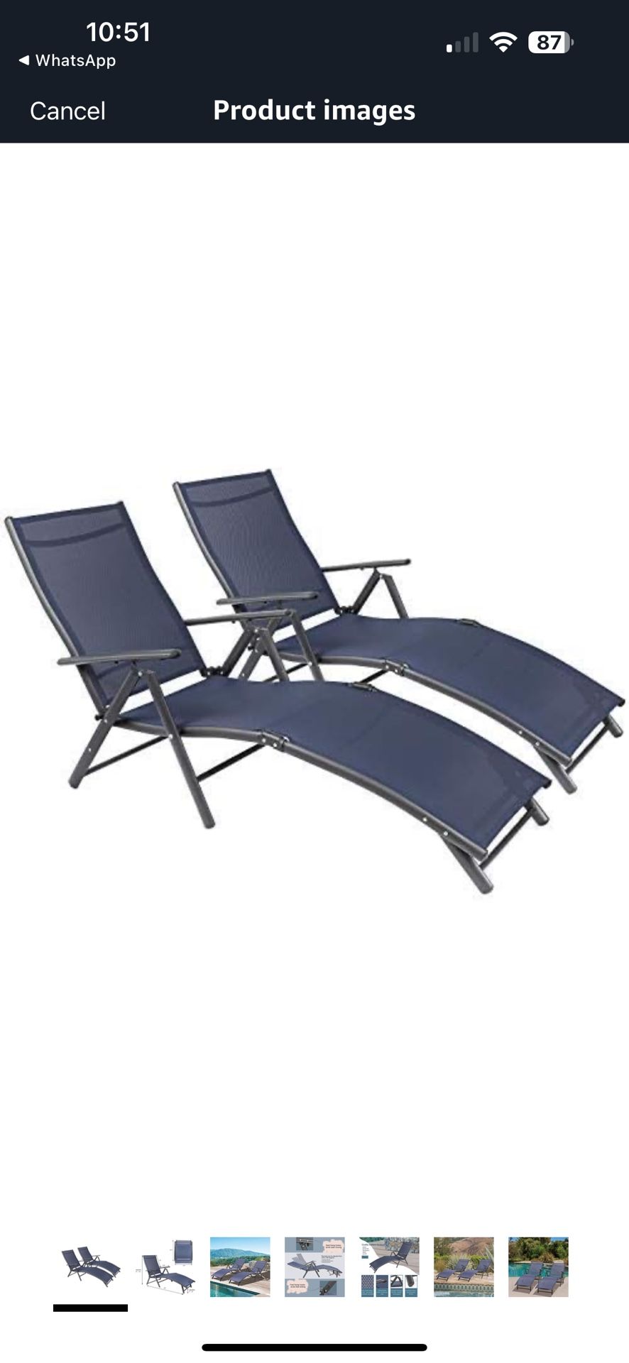 Outdoor Chaise Lounge Chairs Patio Furniture Adjustable Folding Recliner Chair Set of 2 Foldable Tanning Chair Sunbathing for Pool, Beach, Yard, Balco