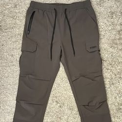 Fashion Style Men’s Size M Green Nylon/Elastane Elastic Waist Cargo Jogger Pants