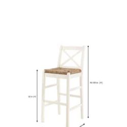 Home Decorators Collection Dorsey Ivory Wood Bar Stool with Back and Rush Seat (17.72 in. W x 44.49 in. H)