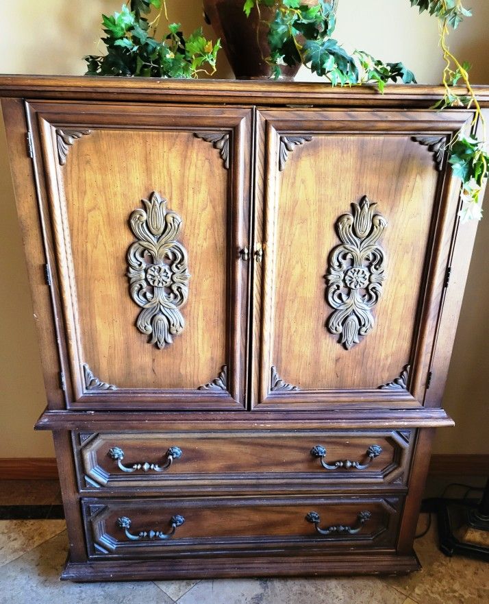 Vintage Wood Cabinet Storage Credenza with Drawers for Storage