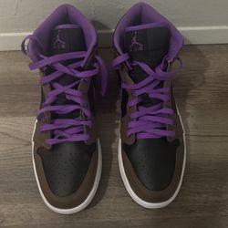 Size 12 Black Brown Purple Nike Air Jordan 1 Mid Palomino