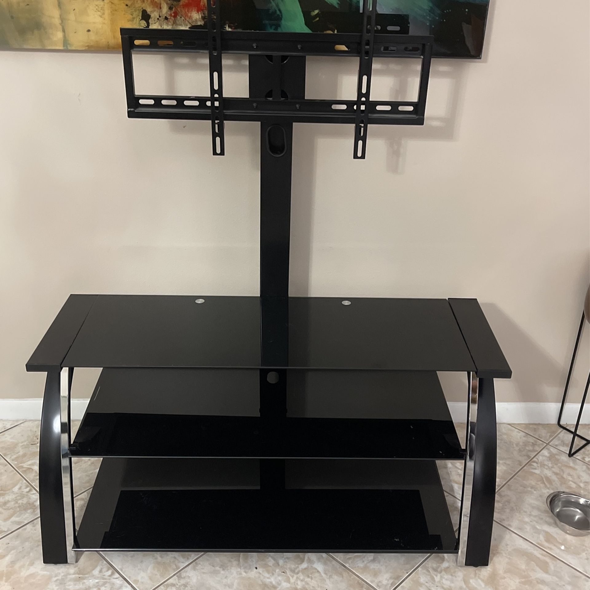 Black Glass Tv Stand With Tv Mount