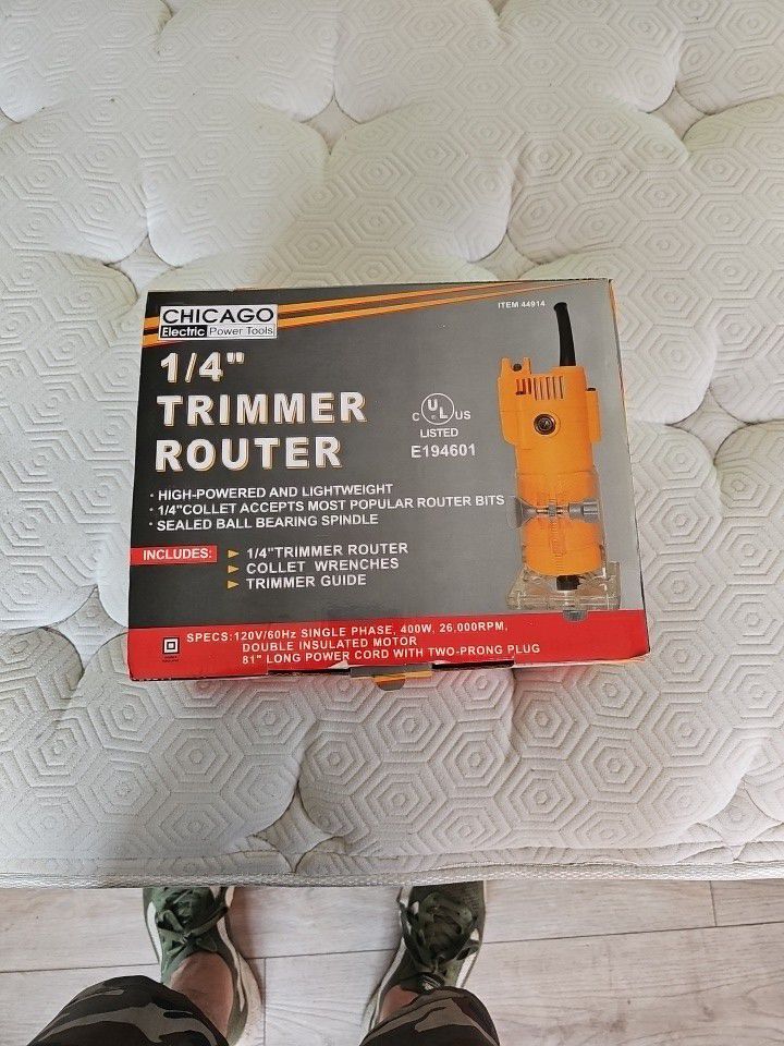 CHICAGO ELECTRIC - 1/4'' Trimer Router 44914 Power Tools 120V 400Watt, 26,000RPM