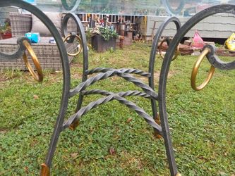 Thick Bevelef Glass Ram Hoof Feated Metal Base End Table