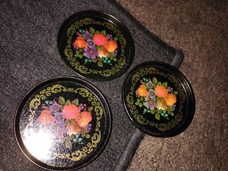 Vintage  8 hand Crafted And Painted Coasters 8 Great Condition Clean