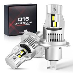 SUPAREE H4 LED Headlight Bulbs, Upgrade 1000% Super Brightness With 16 CSP Chips, 1:1 Mini Size Plug And Play, 6500K Cool White, Pack Of 2 H4 WHITE