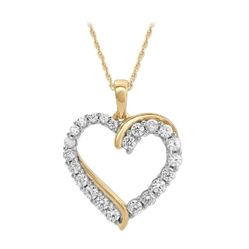 18K YELLOW GP 21 SIM DIAMONDS HEART NECKLACE, 18" CHAIN 