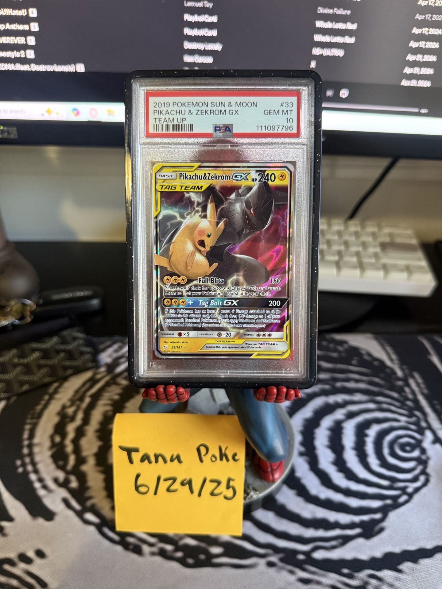 2019 POKEMON SUN & MOON TEAM UP #33 PIKACHU & ZEKROM GX PSA 10