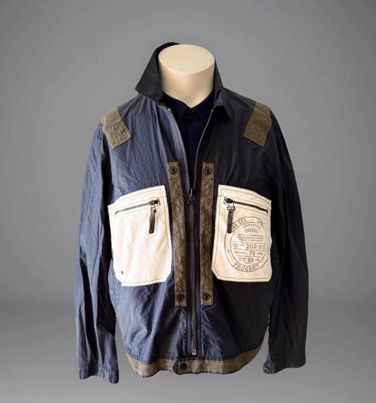 Vintage Diesel Blue Jacket Denim Work D.O.T.L Program Cool Design Size Large