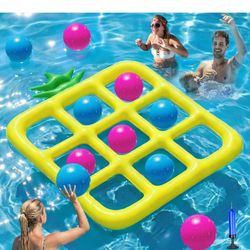 Jasonwell Tic-Tac-Toe Pool Toys Games - Giant Floating Tic Tac Toe Game Float with 10 Balls Pineapple Pool Game Party Toy Floats Yard Field Day Games 