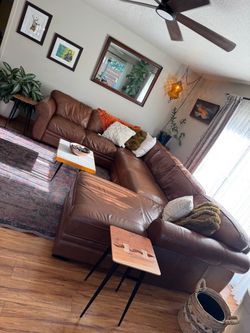 Genuine leather Macys sofa.