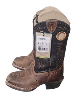 ARIAT Roughstock Kids Western Brown Boot Boys Girls 8