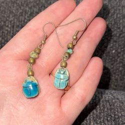 Egyptian Blue Ceramic Scarab