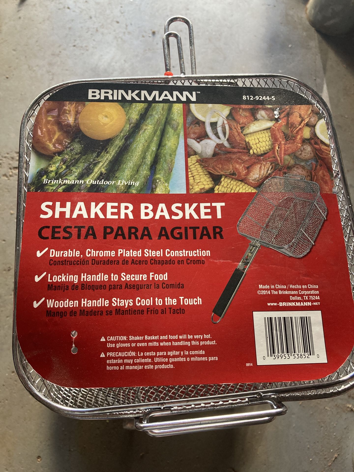 Grill BBQ Shaker Basket Brinkmann Wood Handle Chrome Plated Steel