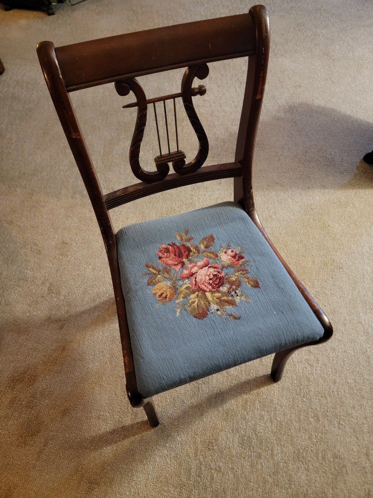 Vintage Chair With Needlepoint Seat