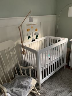 White Babyletto Gelato Mini Crib w/ Mattress