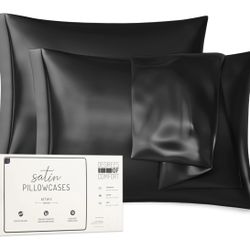 Black King Size Satin Pillowcase Set of 2