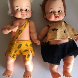 1960s vintage Pebbles and Bam Bam dolls