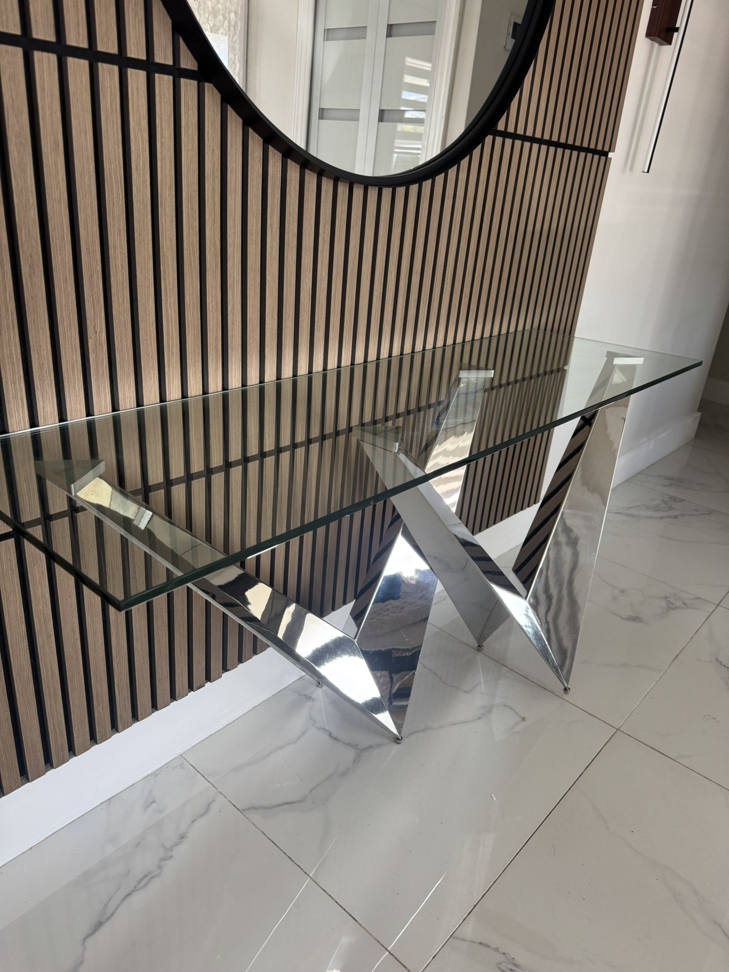 Console Table. Chrome Legs