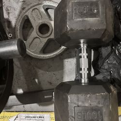 Two 100 Pound Rubber Coated DumbBells