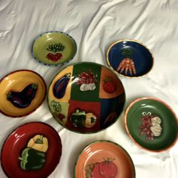 Pasta serving bowl Set. Serves six