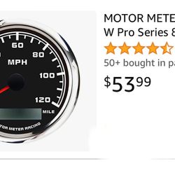 MOTOR METER RACING W Pro Series 85mm 3-3/8" GPS Speedometer Digital Odometer with GPS Sensor 120 MPH Black Dial White LED Waterproof for Car Truck Mar