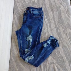 Rue 21 Ankle Jegging Jeans size 10 Distressed Destroyed Mid Rise 