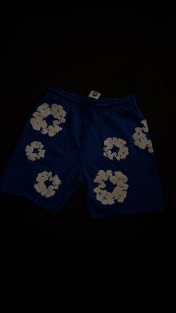 blue denim tear shorts