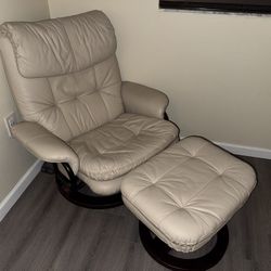 Leather Recliner With Ottoman Swivel Chair Very Comfortable High-Quality