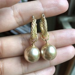 18k Gold Plated Pearl Dangles Earrings Two Ways Jewelry