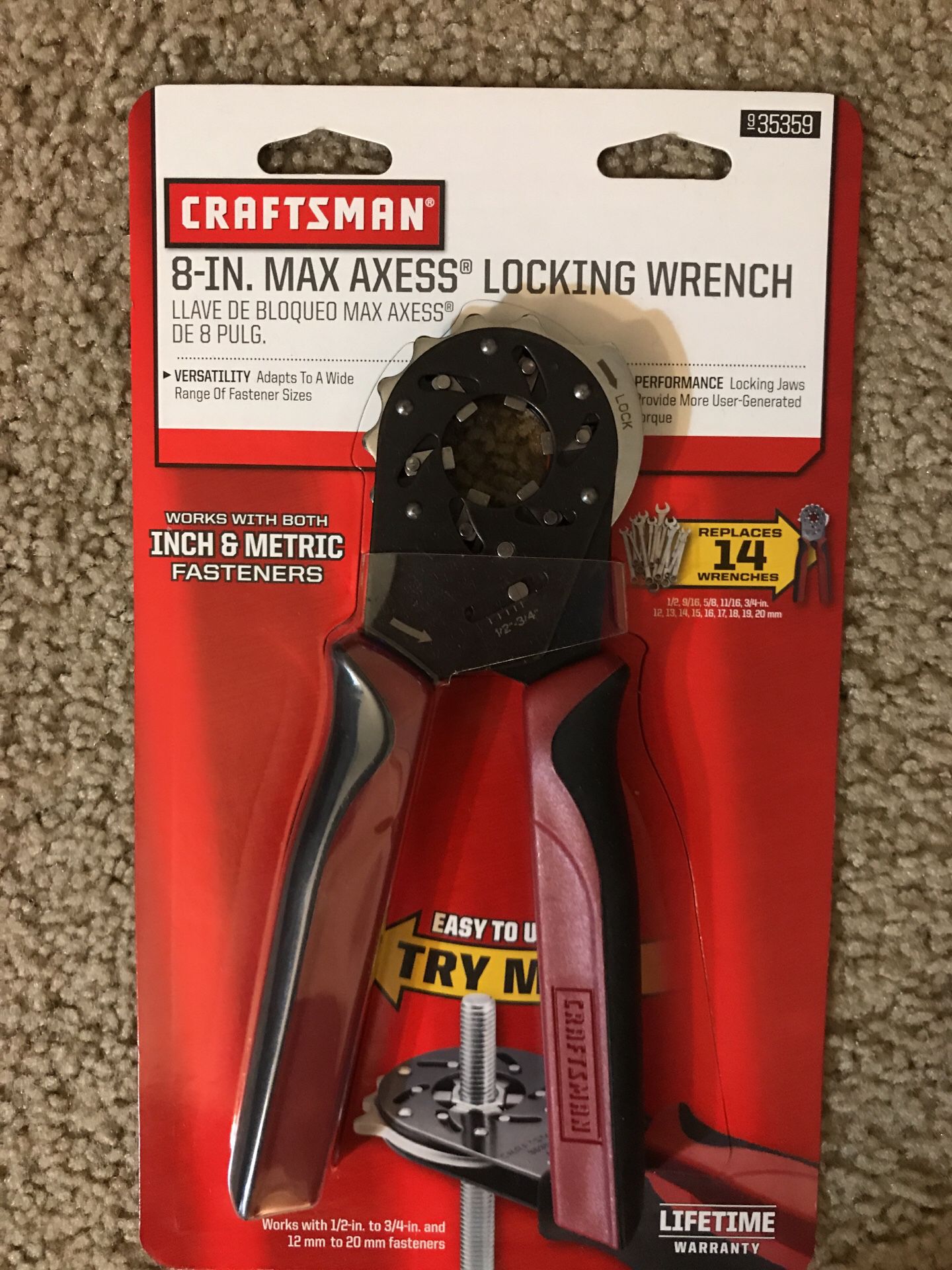 Craftsman 8in max axes locking wrench