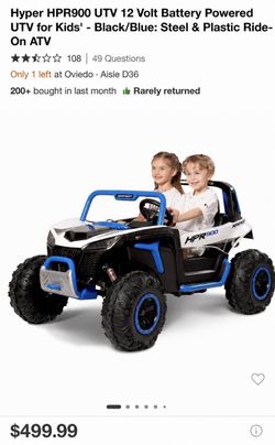 Brand New Hyper HPR900 UTV 12 Volt Battery Powered Ride On Toy For Kids
