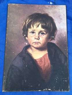 1950s  Reproduction of“Crying Boy” By Giovanni Bragolin