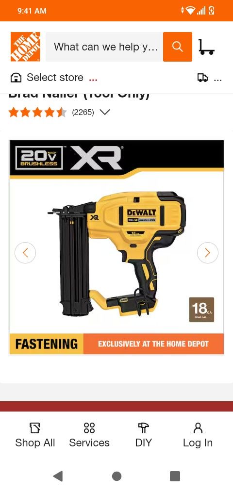 DeWalt 18 Gauge Nail Gun