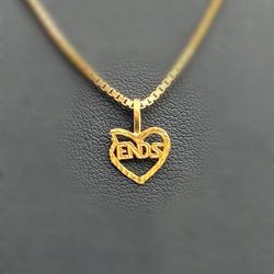 14k solid yellow gold Heart Ends Pendant charm