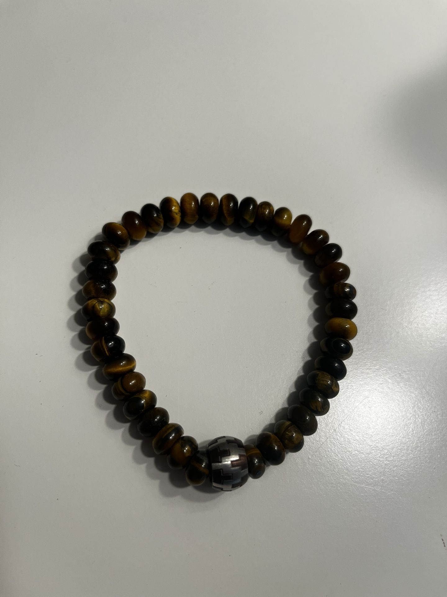 Tigers Eye Bracelet With Platinum Charm