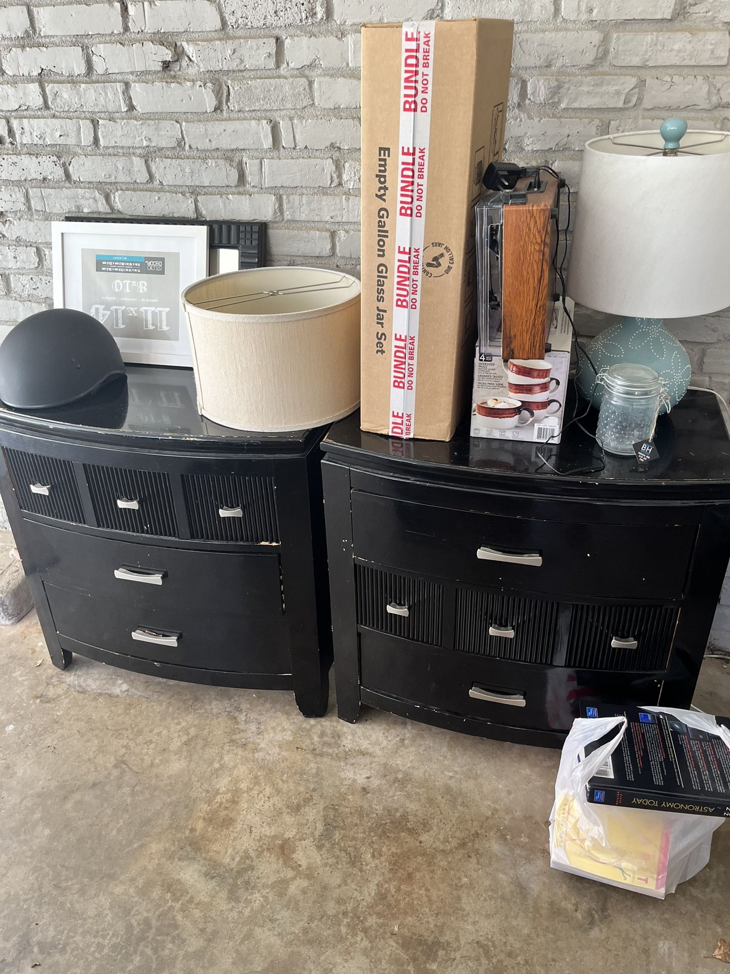 Two End Tables And A 5 Drawer Cabinet 