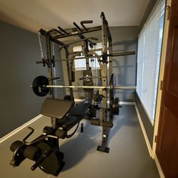 Vesta Fitness Smith Machine 1001 w/Bench Attachment | 230lb Bumpers Olympic Weights | 7ft Olympic Bar | Fitness | Gym Equipment | FREE DELIVERY 🚚 
