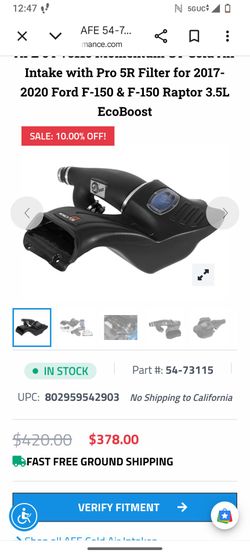 2018 Ford 3.5 eco Cold intake