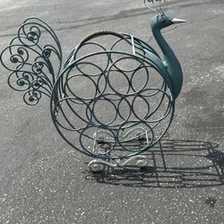 Light Blue Peacock Wine Rack