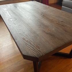 Solid Wood Table Set – 1 Coffee Table + 2 End Tables (Metal Legs)