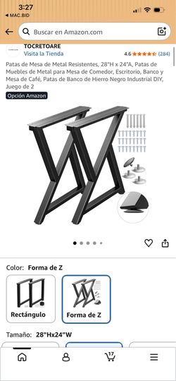 TOCRETOARE Z-Shape Metal Table Legs, Set of 2