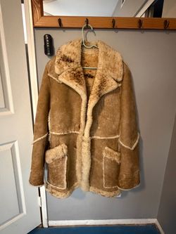 vintage 1970s genuine shearling sheepskin and suede coat