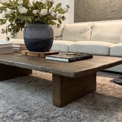 Handcrafted Wabi-Sabi Style Solid Wood Low Profile Coffee Table- Chocolate/Dark Brown Color