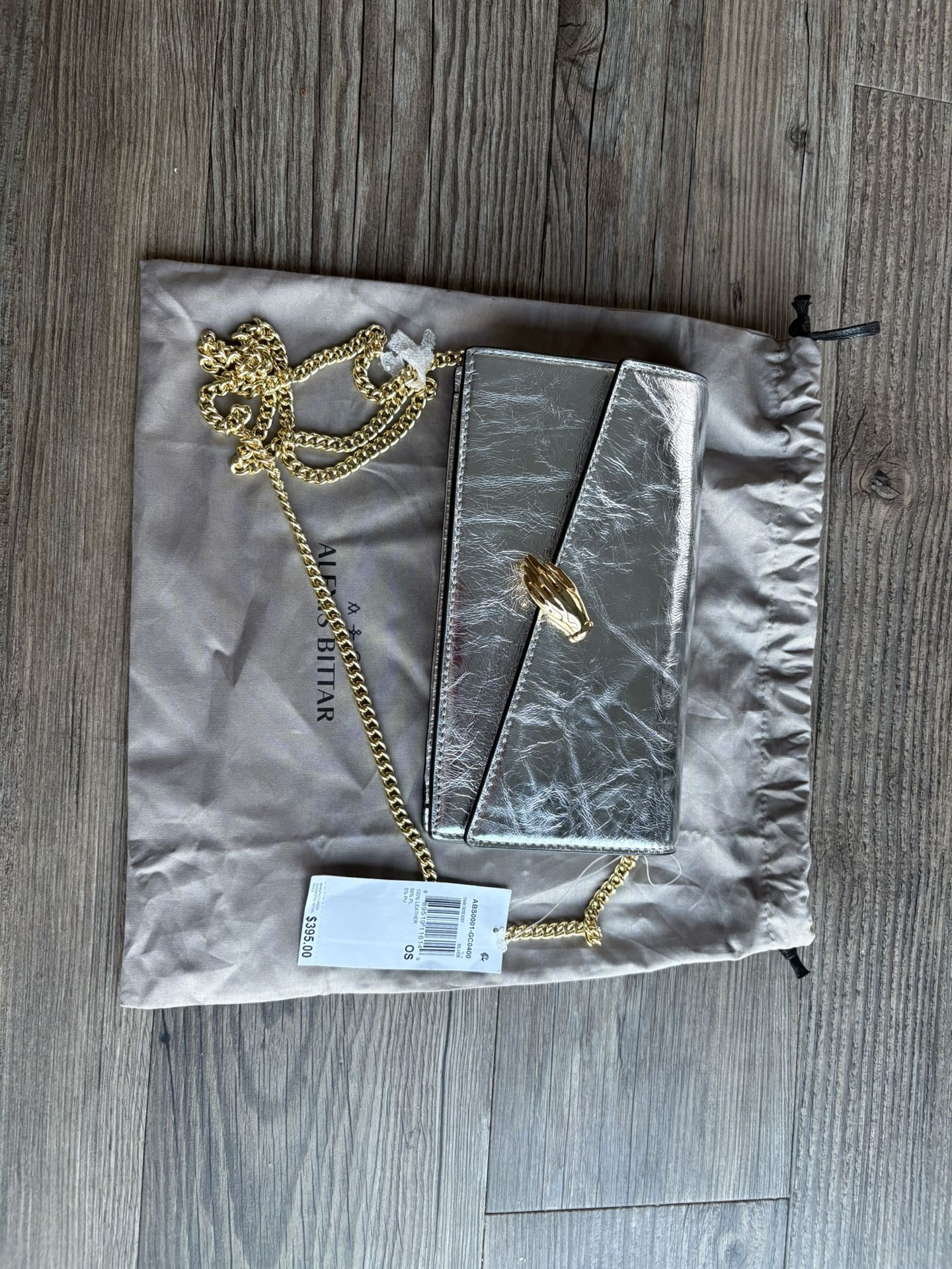 Alexis Bittar Silver Clutch Gold Played Hardware