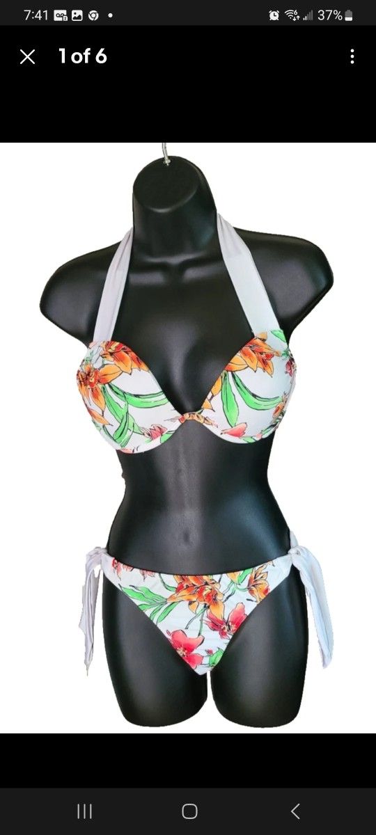 Venus Bikini Top C cup & Matching String Tie Bottoms Sz 8